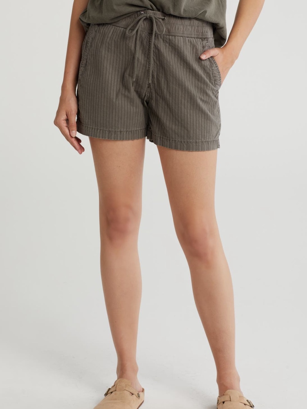 James Perse Textured Pinstripe Drawstring Shorts Size 2
